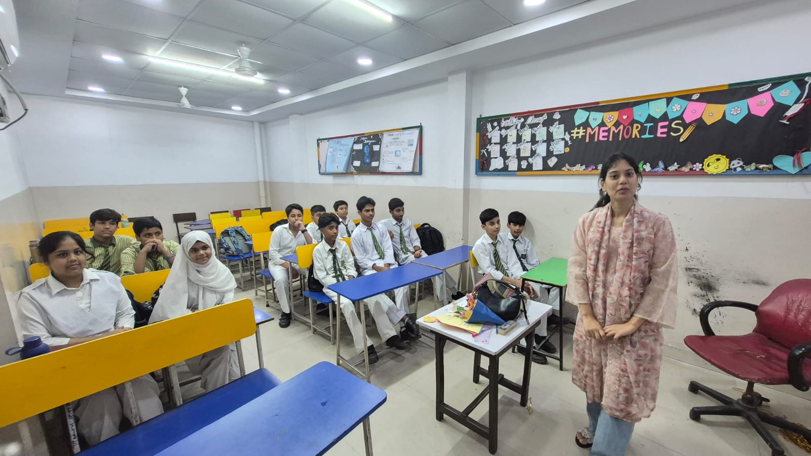 Students working together in a classroom